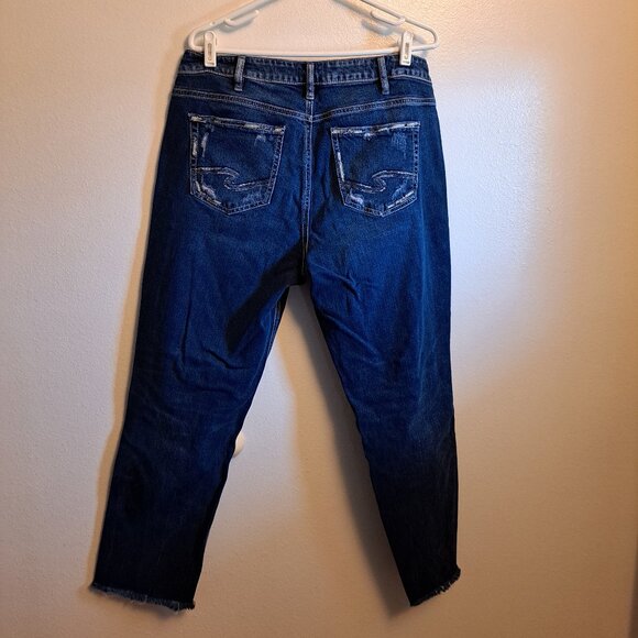 Silver Jeans Distressed Boyfriend Jeans W/Embroidered Pockets Western Glove Work - Picture 2 of 9